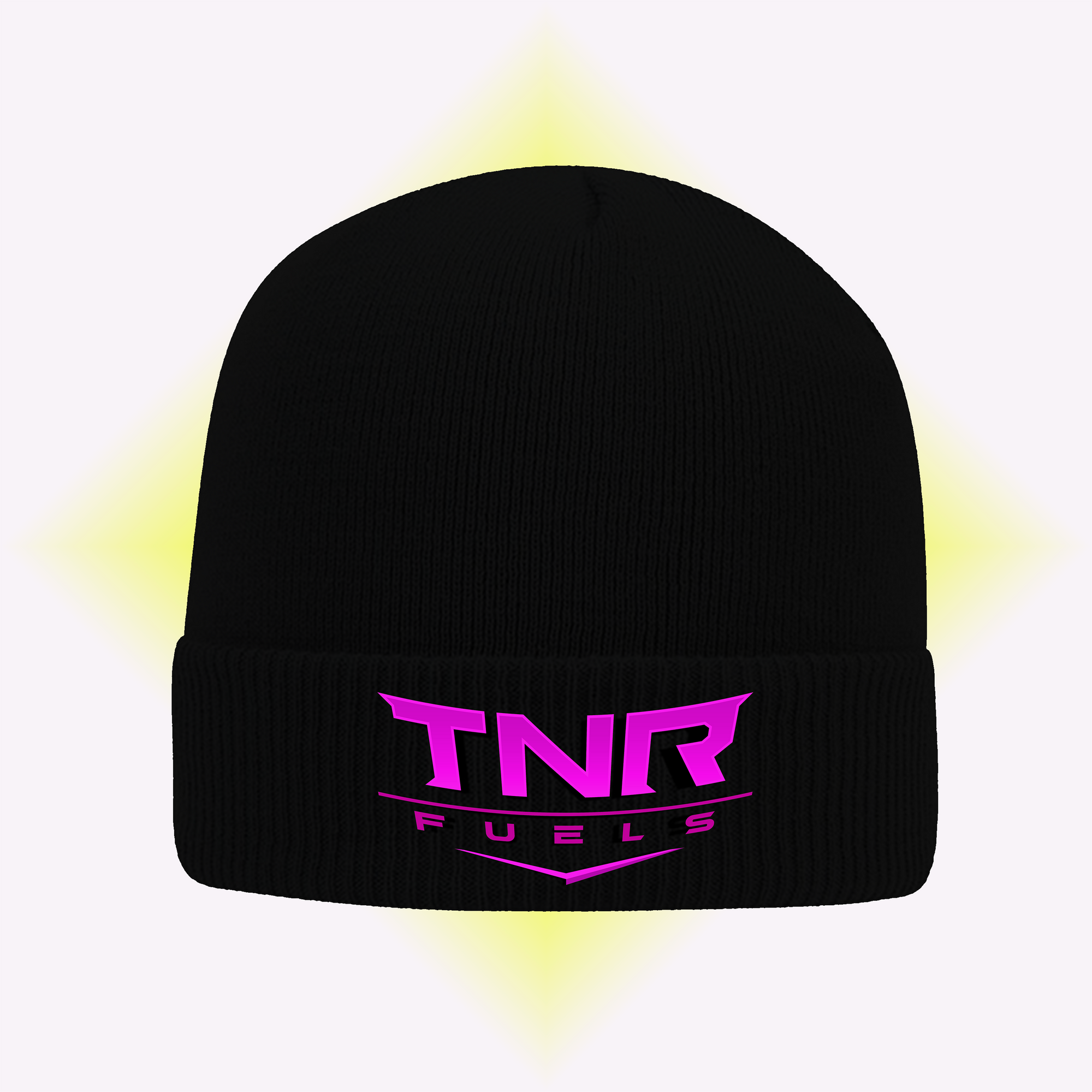 FOLDED BEANIE - BLACK/HOT PINK